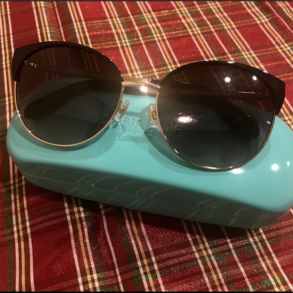 Kate Spade Black/Gold Cat Eye Sunglasses, NWOT